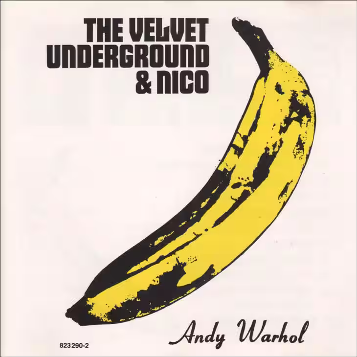 Capa do álbum The Velvet Underground & Nico, com uma banana amarela criada por Andy Warhol.