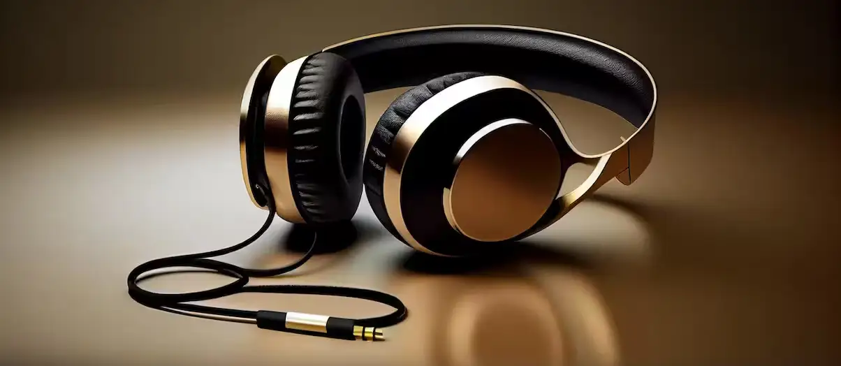 Um fone de ouvido em uma mesa. Fones de qualidade são essenciais para ouvir Música em Alta Definição