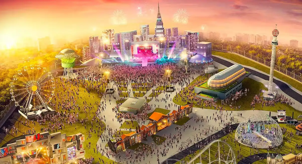 Ilustração aérea do festival The Town 2025